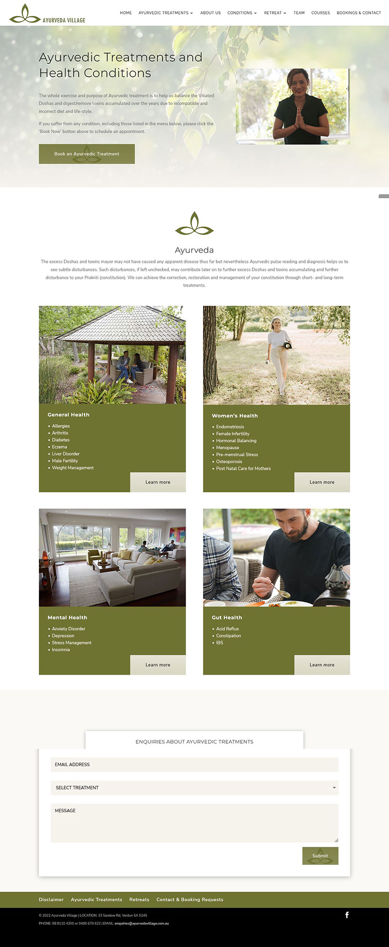 Adelaide-Hills-Ayurveda-Village-Health-Retreat website design for clare valley caravan park