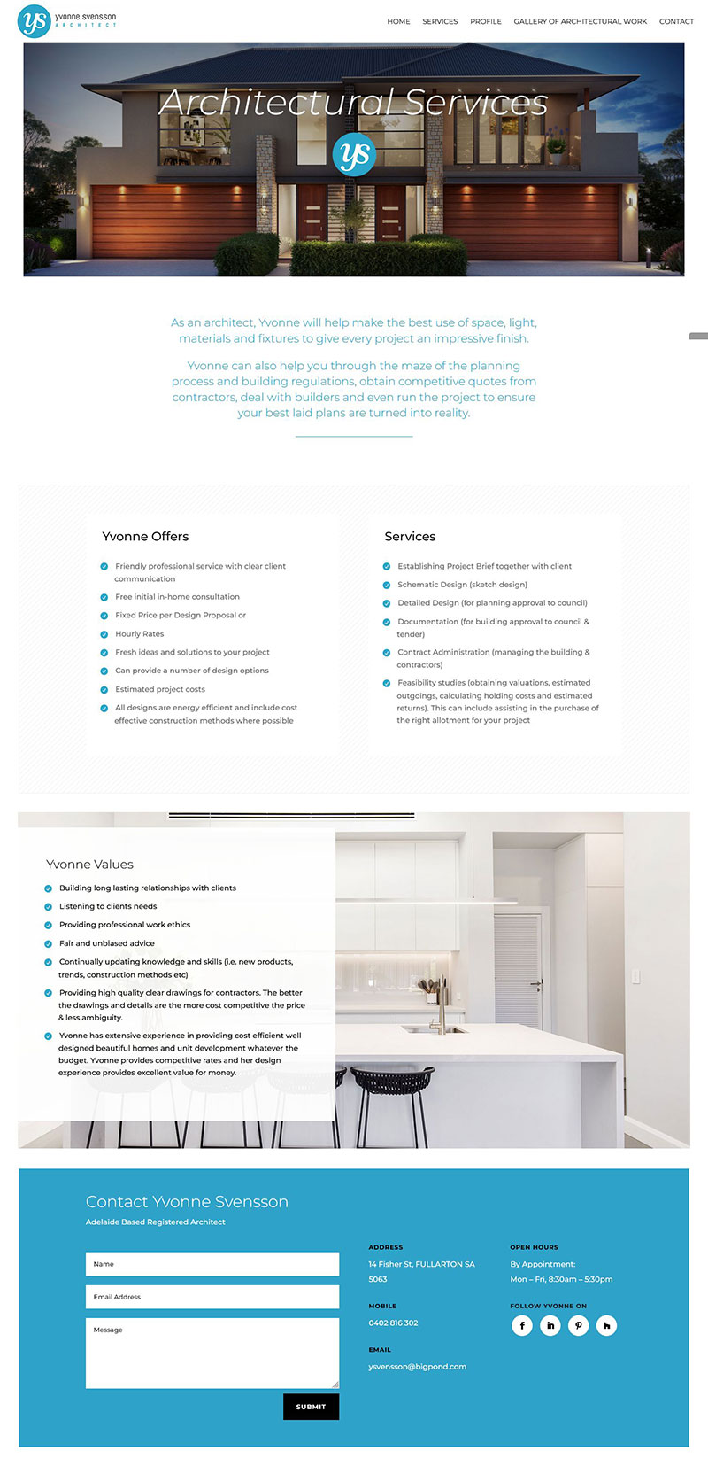 website design for architect Yvonne Svensson in Adelaide website design for architect Yvonne Svensson in Adelaide