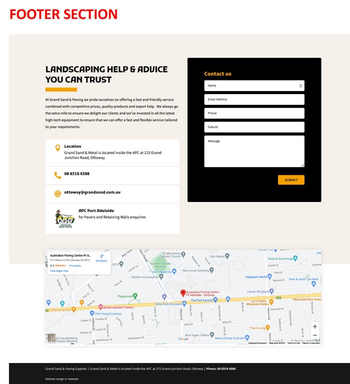 one page single page website design adelaide