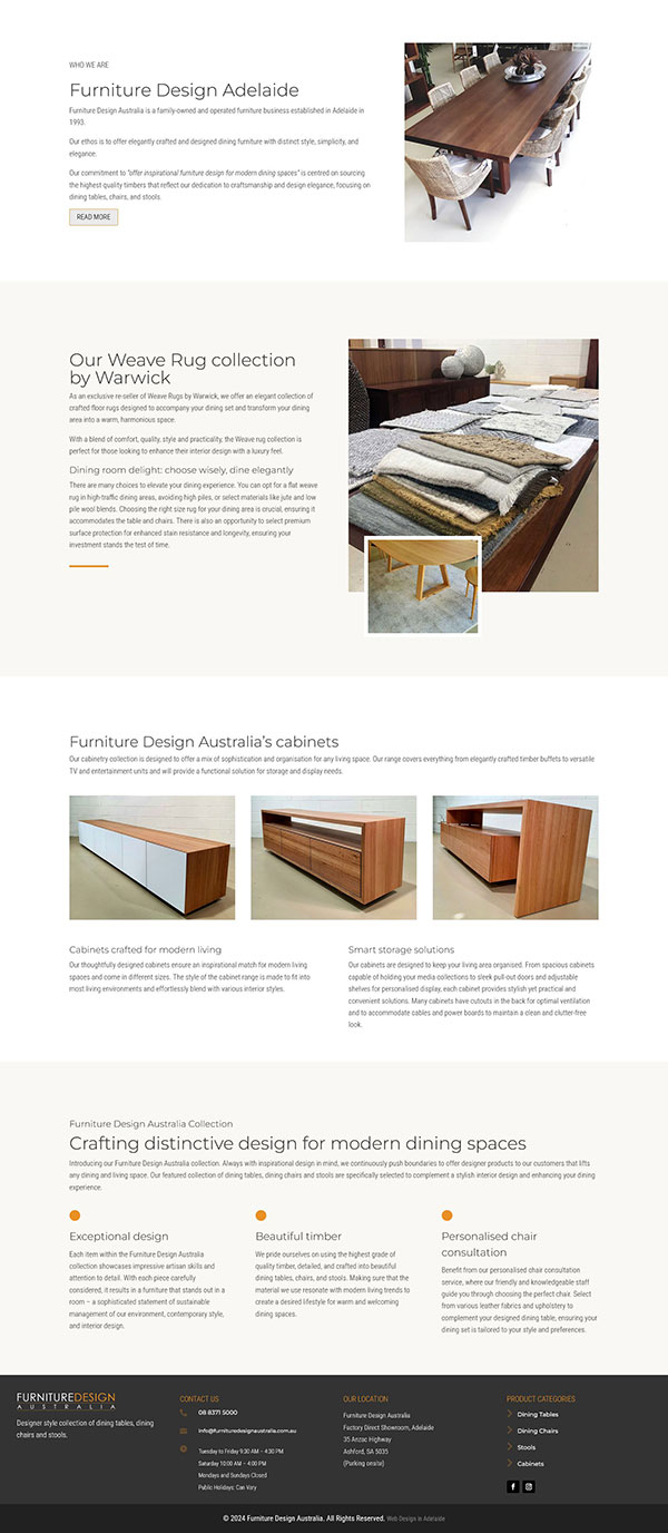 Website Design for furniture store Adelaide