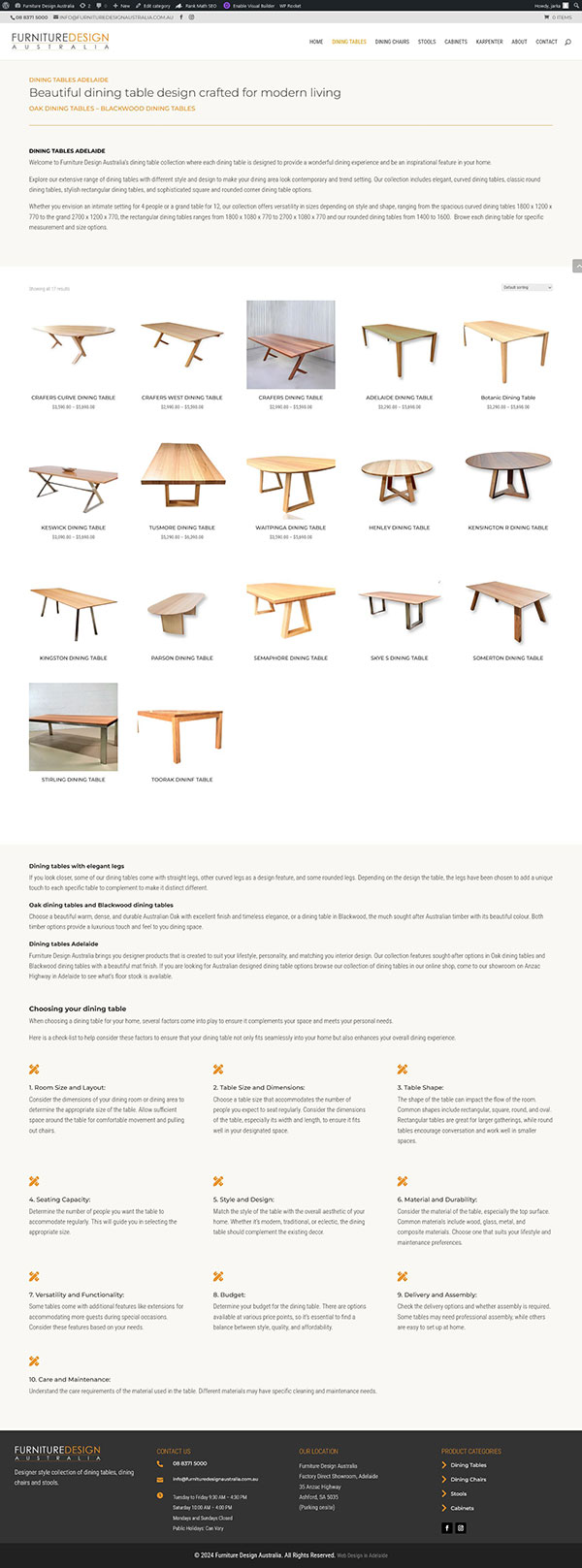 Website Design for furniture store Adelaide