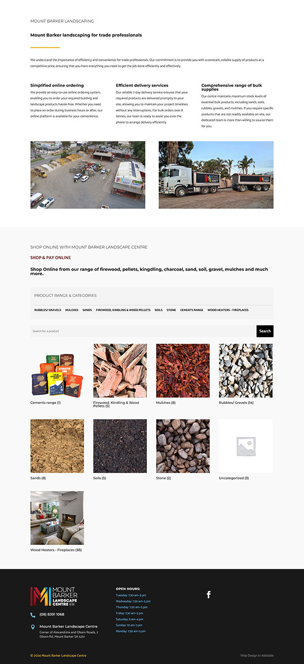 website design for Mount Barker Lanscape Centre website design for Mount Barker Lanscape Centre