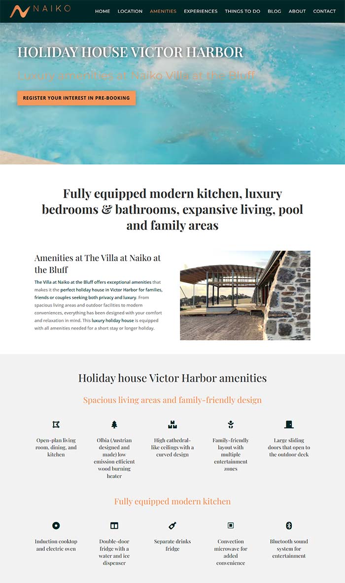 website design website for holiday rental accommodation