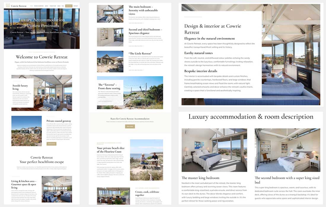 website design website for holiday rental accommodation